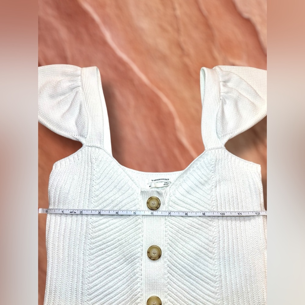White Knit Button-Front Ruffle Strap Tank Top - Picture 6 of 9